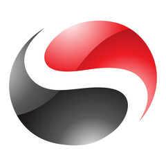 Red and Black Glossy Circle Shaped Letter S Icon © cidepix