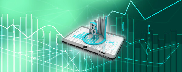 3d rendering Stock market online business concept. business Graph on mobile
