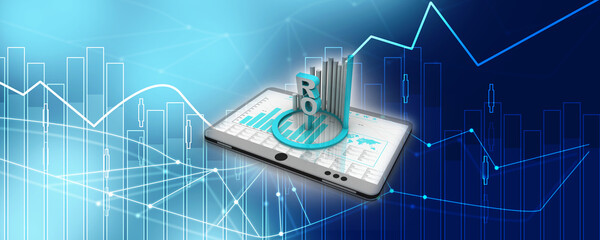3d rendering Stock market online business concept. business Graph on mobile
