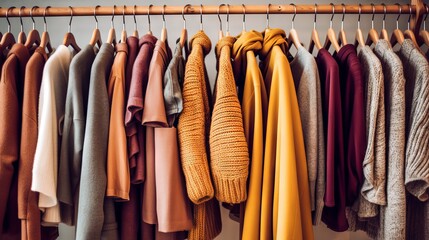 Vibrant clothes rack in a retail store, showcasing abundant fashion variation.