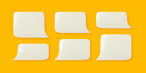 Isolated 3D vector icon of an empty thought balloon. Person speak and talk in chat through text message. White cloud dialogue of comment bubble on orange background.