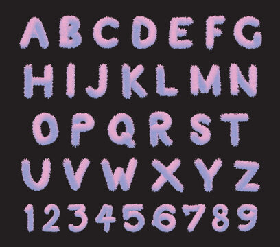Cute pink fur font alphabets in capital letters