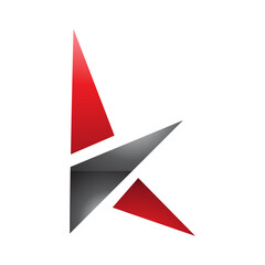 Red and Black Glossy Letter K Icon with Triangles