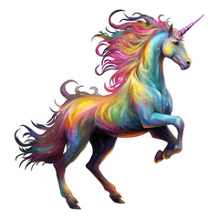 Obraz na płótnie Canvas Full body colorful unicorn horse hand drawn style on a transparent background.