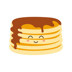 cartoon chocolate pancakes characters isolated on white