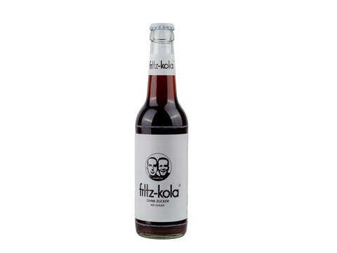Berlin, Germany, July 15, 2023 Fritz Kola drink on a white background. Berlin, Germany, 15 July 2023