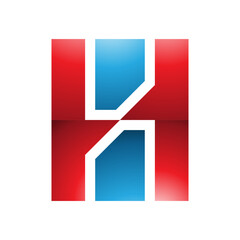 Red and Blue Glossy Letter H Icon with Vertical Rectangles