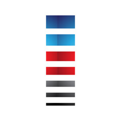 Red and Blue Glossy Letter I Icon with Horizontal Stripes