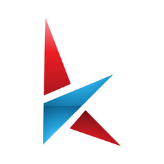 Red and Blue Glossy Letter K Icon with Triangles