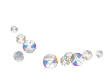 Soap bubble floating transparent  background. Realistic air water foam bubble with rainbow colors.  Bubble PNG.