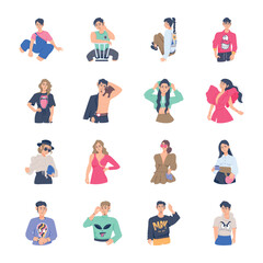 Set of Fashionable Persons Flat Illustrations 

