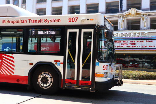 SAN DIEGO, California - June 30, 2023: San Diego MTS Metropolitan Transit System Bus