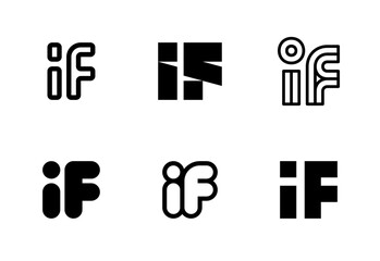 Set of letter IF logos. Abstract logos collection with letters. Geometrical abstract logos