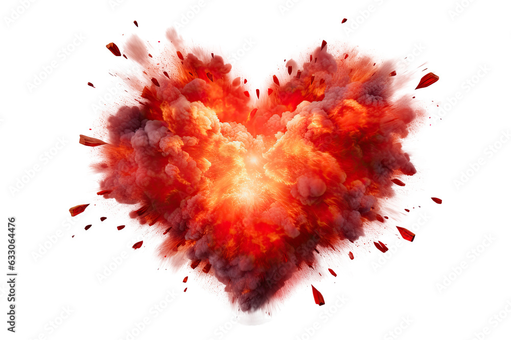 Wall mural a heart explosion isolated on transparent background - generative ai