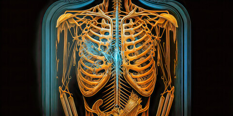 A close-up image of a ribcage - Generative AI