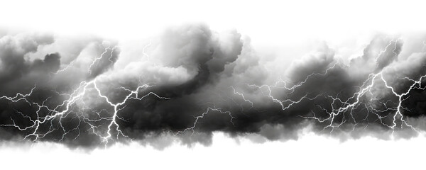 Storm clouds with lightnings isolated on transparent background - Generative AI - 633065407