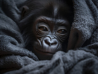 babygorilla in blanket