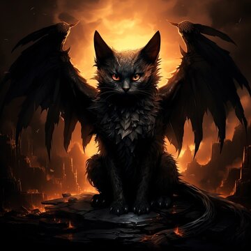 Black cat with wings sales