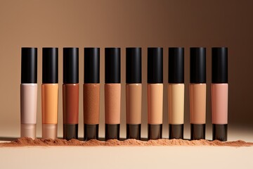 Fototapeta premium Expansion of palettes of tonal products for the skin. With Generative AI technology
