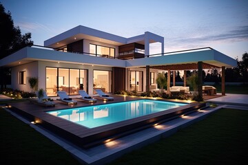 Fototapeta premium Architectural designers who specialize in designing homes, particularly studying housing designs and home furnishings, are currently focusing on the concept of working from home. Additionally, they