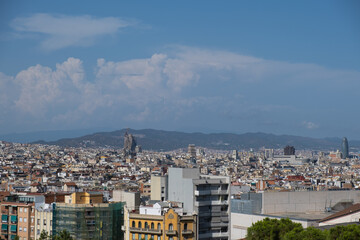 Barcelona city landscapes shot from Mirador Barcelona, Catalonia, Spain