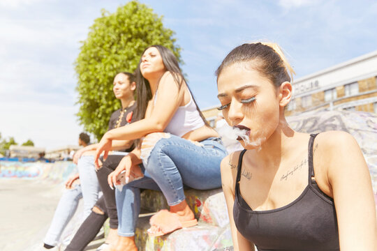 Friends at skate park