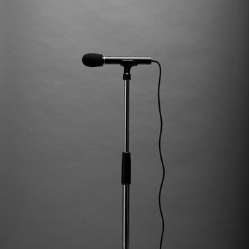 Microphone on gray background