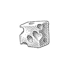 Cheese. Hand drawn engraving style illustrations. Vector illustration.
