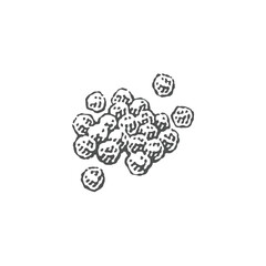 Pile of peppercorns.  Hand drawn engraving style illustrations.