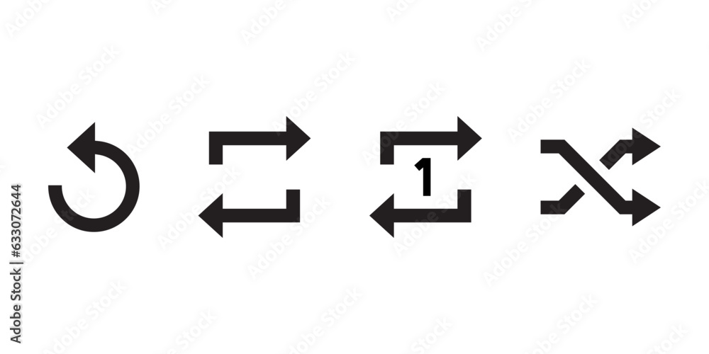 Poster replay, repeat, and shuffle playlist icon vector. elements of multimedia player app