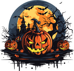 Fototapeta premium Halloween pumpkin t-shirt design vector illustration
