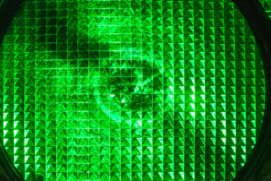 Closeup of green traffic light