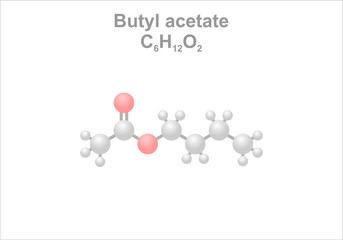 Butyl acetate. Simplified scheme of the molecule. Component of fingernail polish.