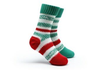Christmas Stocking isolated on white background. Special sock for Santa Clause gift and presents to X-mas 