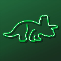 triceratops neon sign, modern glowing banner design, colorful modern design trend on black background. Vector illustration. © Oleh