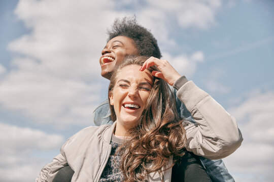 Teenage girls laughing