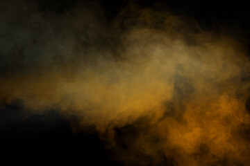 Blue and yellow steam on a black background.