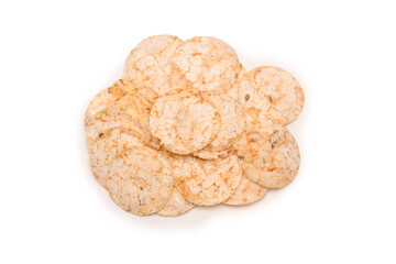 Rice chips isolated on white background.