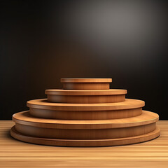 A realistically rendered 3D podium made of wood, showcasing detailed grain and a smooth finish. Perfect for presentations and exhibitions.