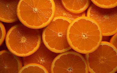 Top view of delicious orange slices background