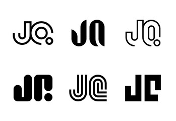 Set of letter JQ logos. Abstract logos collection with letters. Geometrical abstract logos
