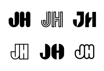 Set of letter JH logos. Abstract logos collection with letters. Geometrical abstract logos