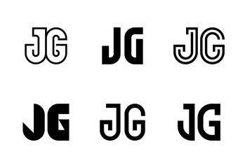 Set of letter JG logos. Abstract logos collection with letters. Geometrical abstract logos