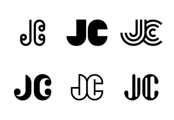 Set of letter JC logos. Abstract logos collection with letters. Geometrical abstract logos