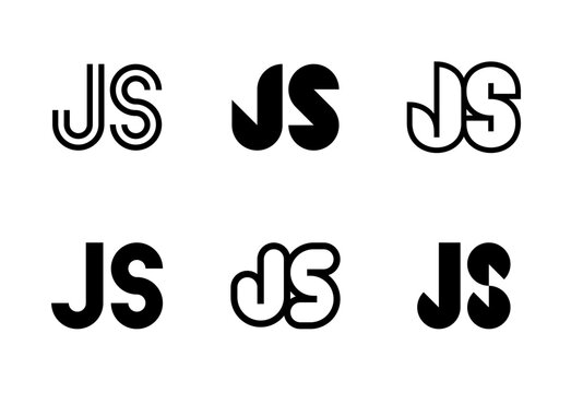 Set of letter JS logos. Abstract logos collection with letters. Geometrical abstract logos
