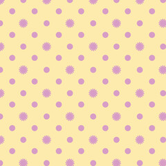 Yellow background in white circles and flowers. Vector illustration