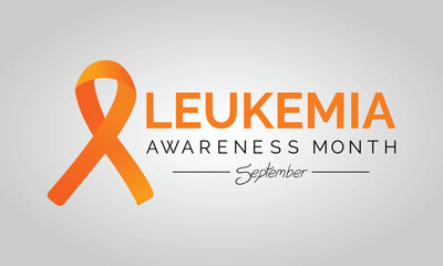 Vector Illustration of Leukemia Awareness month with orange colored ribbon, observed in September. Banner and poster design.