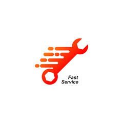 Fast service symbol with wrench icon vector