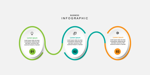 Infographic template element. Timeline process with three step.
