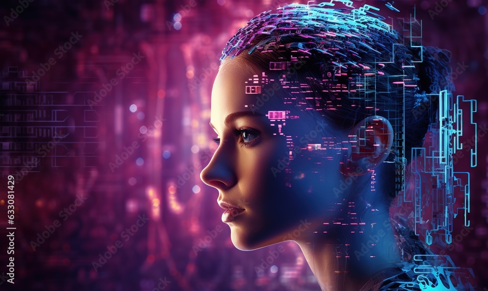 Poster abstract artificial intelligence. technology web background. virtual concept